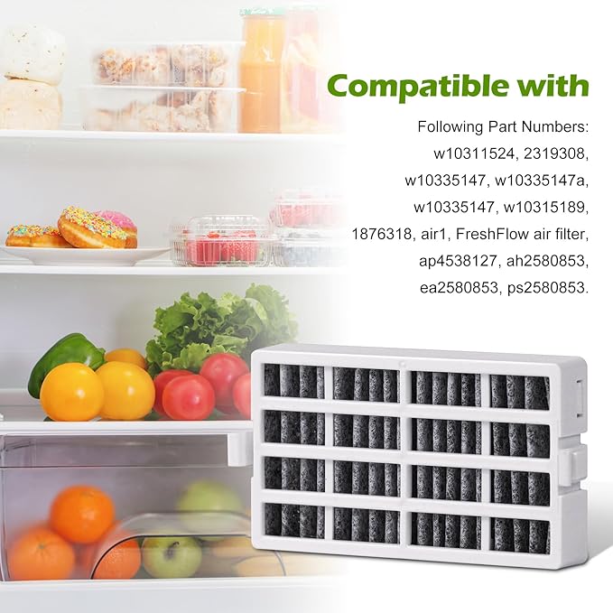 Refrigerator Air Filter Replacement for Whirlpool W10311524, Kitchenaid Refrigerator Air Filters and Jenn-Air FreshFlow AirFilter Replace, Effective Filtration with Pre-Filter