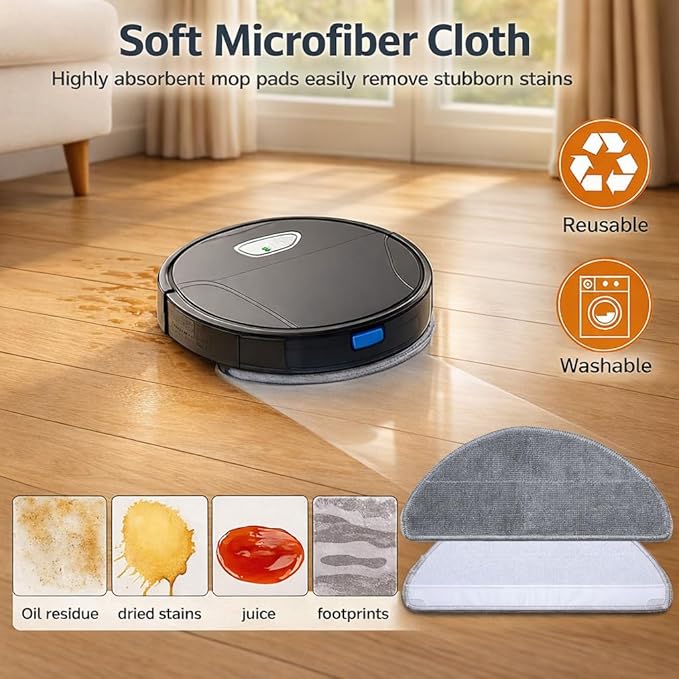 Replacement Parts Accessories Kit Compatible with Honiture V8 Pro Robot Vacuum Cleaner 1 Main Brush, 6 Side Brushes, 4 Hepa Filters, 4 Mop Pad