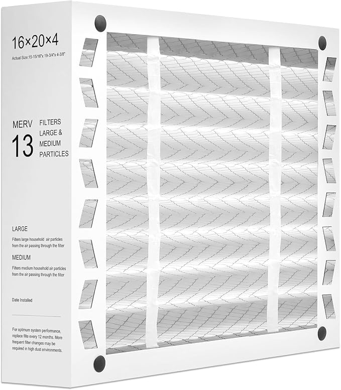 DerBlue 1PACK 16x20x4 MERV 13 Furnace Filter Replacement Compatible with Honeywell FC100A1003 Pleated HVAC,Foldable Design for Easy Installation & Space-Saving(Actual Size: 15.94 x 19.75 x 4.38 In)