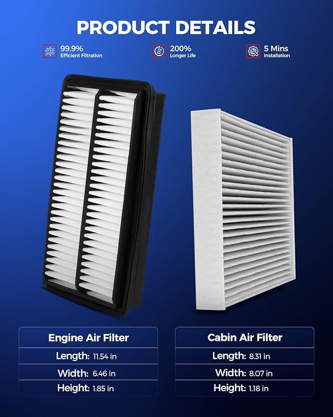 KAX Engine & Cabin Air Filter Kit, Replacement for Honda Odyssey 2018-2026, Acura TLX 2021-2025 2.0T, Replace# CA12061 CF11182