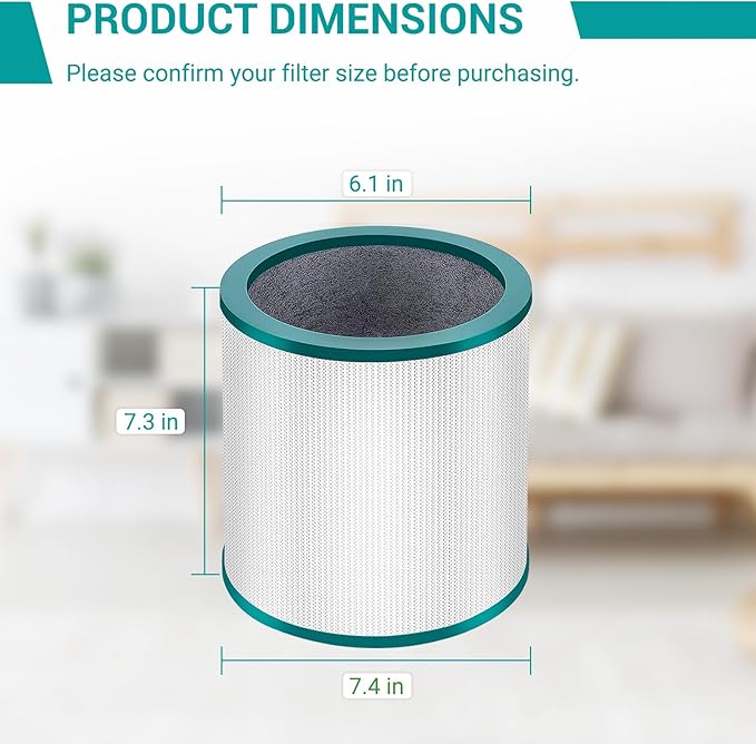 2 Pack TP01 HEPA Replacement Filter Compatible with Dyson Tower Purifier Pure Cool Link TP01, TP02, TP03, AM11, BP01 Models, Compare to Part 968126-03, Replacement Air Purifier Filter
