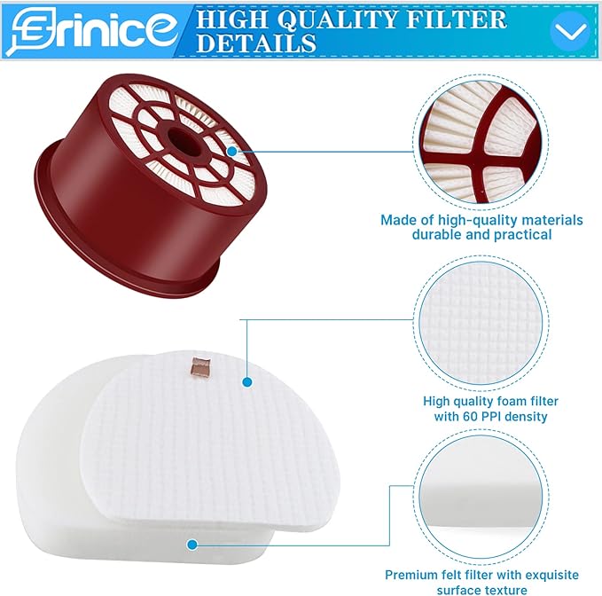 NV400 Filter Replacement for Shark Rotator Professional Upright Vacuum NV400 NV401 NV402 Accessories Washable Reusable Spare Part,1 HEPA + 2 Foam Filters Set, Compare to Part # XFF400 & XFH400