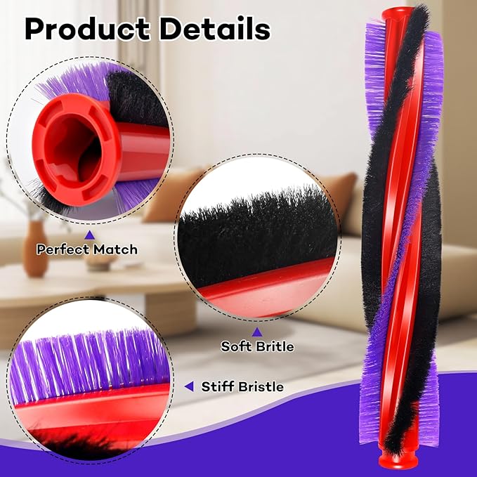 Chuancheng 225mm Roller Brush Replacement Part for Dyson V6 SV03 SV07 Vacuum Cleaner, Replacement Bar Assembly Replacement for Part Number 963830-02