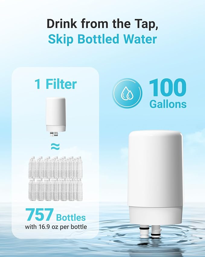 AQUA CREST Faucet Water Filter, Replacement for Brita® Filter, Brita® Faucet 36311 On Tap Water Filtration System, FR-200, FF-100 Replacement Filter, White (3 Packs)