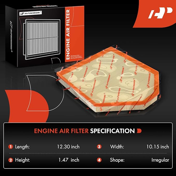 A-Premium Engine Air Filter Compatible with BMW F25 F26 Series X3 2011-2017, X4 2015-2018, 2.0L 3.0L, Flexible Panel, Replace# 13717601868