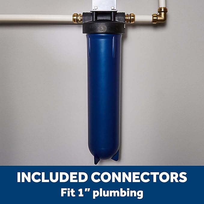 GE Heavy Duty Whole House Water Filtration System, Reduces Sediment, Rust & More, Install Kit & Accessories Included, Filter Not Included, Replace Filter (FXWPT, FXWPX) Every 3 Months, GXWH60T