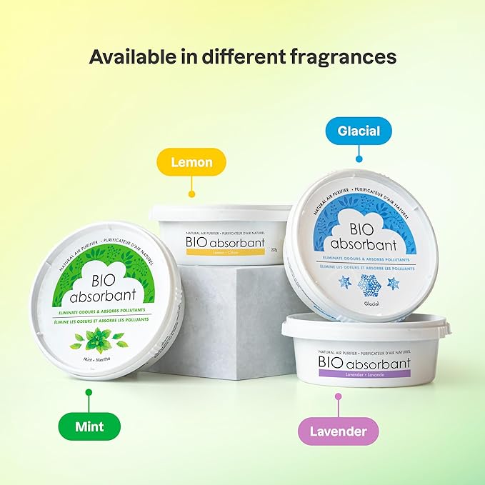 ATTITUDE Bio Absorbant Air Purifier with Activated Carbon, Plant- and Mineral-Based, Absorbs Odors, Vegan, Lavender, 8 Ounces
