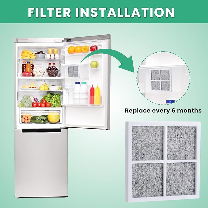 4 Pcs Refrigerator Fresh Air Filter Replacement Compatible with LG LMXS30776S, LMXS28626S, LFX25991ST, LFXS28968S/D, LRMXS2806S, LFXS26973D, LFXS30766D, LMXS27626S/D, LFX28968ST