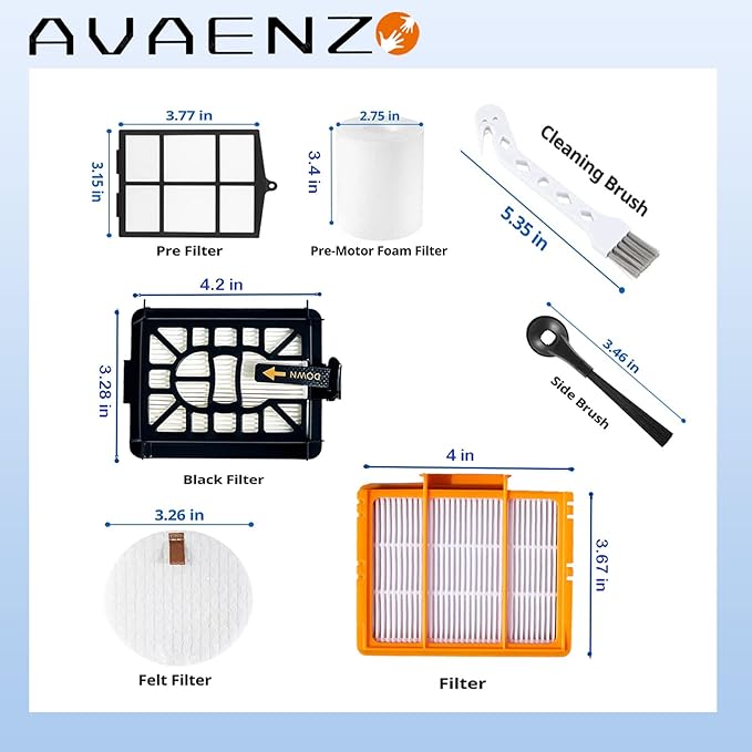Replacement Parts Compatible with Shark AI AV2501S AV2501AE RV2502AE RV2520AOUS AV2510AOUS AV2511AE RV2610WA AV2610WA Accessories Kit with Main Brush Cover,Filters,Primary Filter,Side Brushes