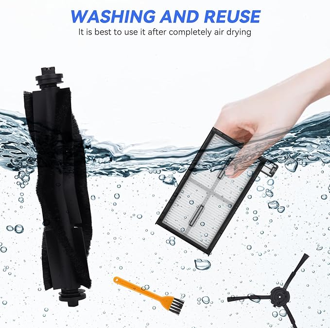 Replacement Parts for Eufy X8 Pro: Compatible with Eufy X8 Pro Series Robot Vacuum Cleaner - 1 Main Brushes,1 Brush,3 Hybrid Accessory Filters, 3 Side Brushes（8 Pcs）