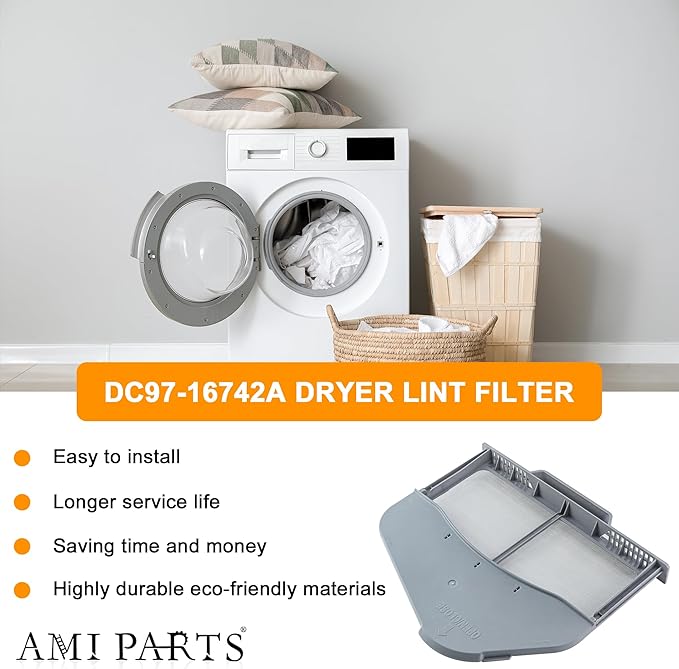 AMI PARTS DC97-16742A Dryer Lint Filter Case Screen & DC61-02610A Lint Filter Case Upgraded Stainless Steel Screen Compatible With Samsung Dryer Replaces AP5306681 PS4221839