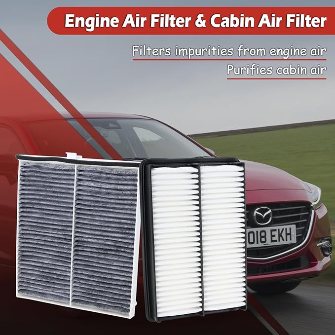 CA11259 Engine Air Filter and CF11811 Cabin Air Filter kit Compatible with 2013-2025 CX-5 2.0L 2.5L Naturally Aspirated Gas Only 2014-2018 Mazda 3 2.0L 2.5L 2014-2021 Mazda 6 2.5L Not for Turbo