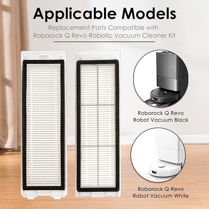 (3 Pack) Q Revo Replacement HEPA Filters Compatible With Roborock Q Revo Robot Vacuum, Filter Kit, Replacement Parts, Filters Accessories Kit 3 Pieces