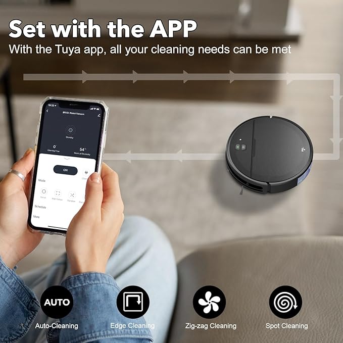 Robot Vacuum and Mop Combo, 2 in 1 Robotic Vacuums Cleaner with WiFi/App, Robot Vacuum with Water Tank, Strong Suction, Schedule, Self-Charging, Quiet, for Hard Floor, Pet Hair, Low Pile Carpet
