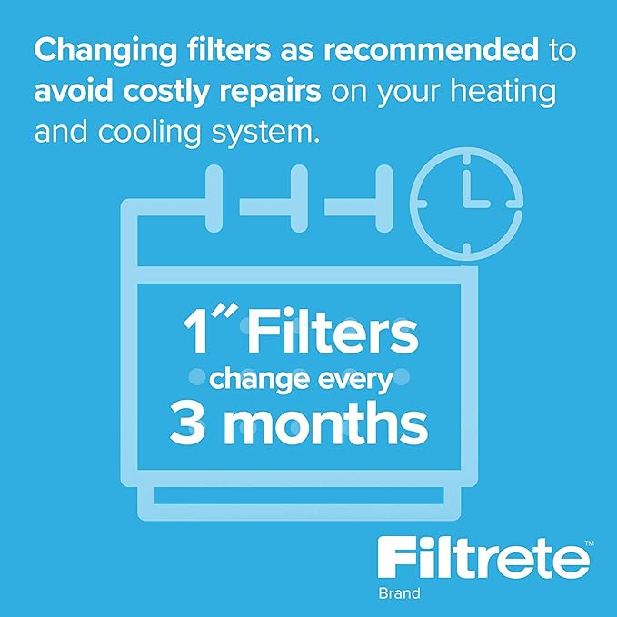Filtrete 16x25x1 Air Filter, MPR 600, MERV 7, Clean Living Dust Reduction 3-Month Pleated 1-Inch Air Filters, 6 Filters