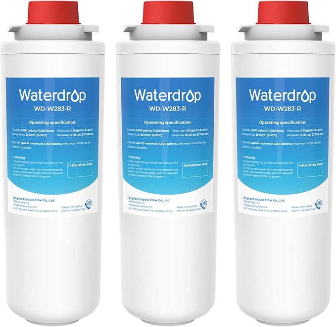 [With Chip] Waterdrop W283-R Replacement for Elkay® 51300C, WaterSentry 51300C, Elkay® EZH2O® and Halsey Taylor® Bottle Filling Stations, NSF/ANSI 42 Certified, 3 Packs
