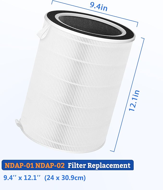 NDAP-01 NDAP-02 Replacement Filter Compatible with Hestom HEPA Air Purifiers, True HEPA Activated Carbon Filter, Compare to Part # VK-6052, 1-Pack