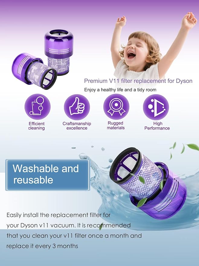 Suitable for Dyson V15/V11/SV14 handheld wireless vacuum cleaner accessories Purple vacuum cleaner filter element filter filter net