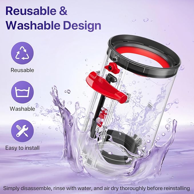 Upgraded Dust Bin Replacement Parts for Dyson V11 V15 SV14 SV15 SV22 Cordless Vacuum Attachments, Canister Replacement for Part no. 970050-01 and Part no. 965443-01