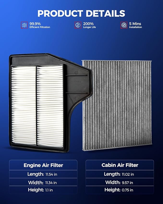 KAX Engine & Cabin Air Filter Kit, Replacement for Nissan Altima 2013-2018 2.5L, Replace# CA11450 CF11776