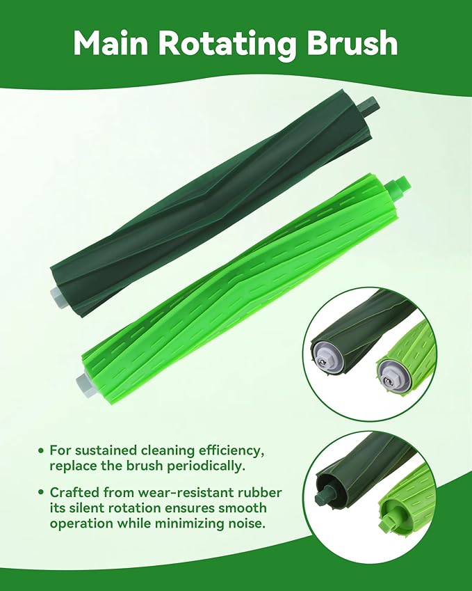 Replacement Parts for iRobot Roomba - Multi-Surface Rubber Brushes, HEPA Filters, Edge-Sweeping Brushes - Compatible with i Series (i3/i4/i6/i7/i8), J7, E Series (E5/E6/E7) Vacuum Cleaners