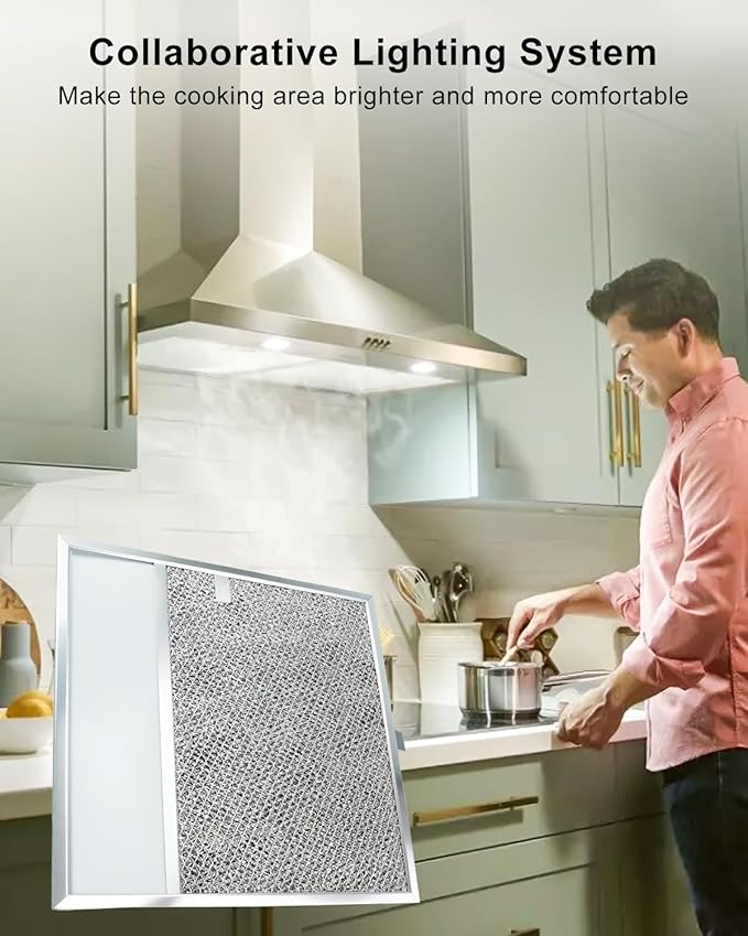 Aluminum Range Hood Filter with Light Lens Compatible with Air-O hoods 1200 and Other, 11" X 12" x 3/8" Kitchen Exhaust Grease Screen, Reusable Grease Light Lens Filter, 2 PCS