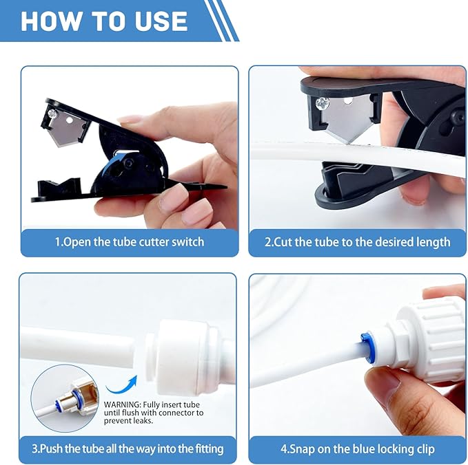 Refrigerator Water Line Kit, 1/4" OD 49.3 FT Water Supply Tubing with 14 PCS Quick Connect Fittings and Tubing Cutter, for RO System Water Filter, Ice Maker Water Line for Fridge