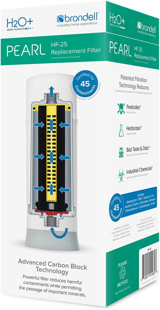 Brondell HF-25 Carbon Block Water Filter Replacement for Pearl Countertop Filtration System
