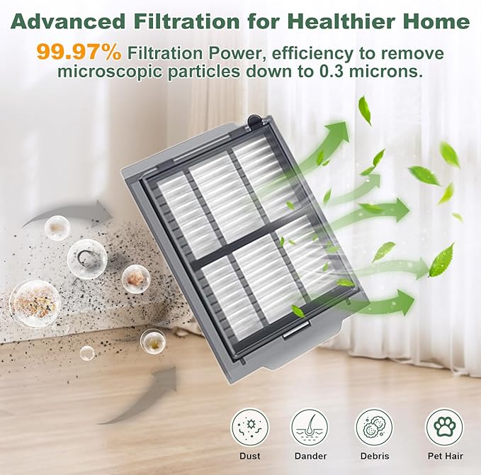 31 Pcs Replacement Parts Kit Compatible with Roomba 405 505 Combo Series, Includes 2 Main Brushes, 4 Filters, 8 Side Brushes, 8 Vacuum Bags, 8 Mop Pads
