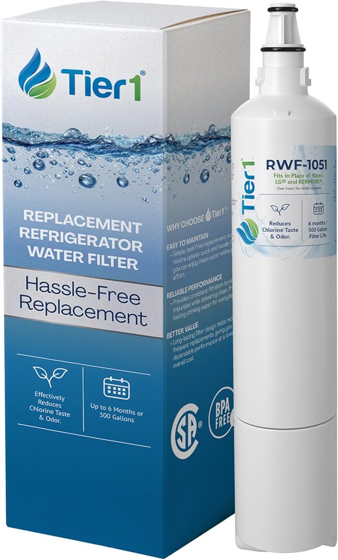 Tier1 RWF1051 5231JA2006A Refrigerator Water Filter | Replacement for LG LT600P & Kenmore 9990 | Fridge Filter Lasts up to 6 Months | Easy Install | Odor Control | Enjoy Great Tasting Water & Ice
