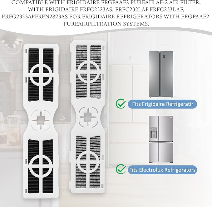 6 Pack Refrigerator Air Filter Replacement for FRGPAAF2 Frigidaire PureAir AF-2 Air Filter Compatible with Frigidaire FRFC2323AS, FRFC232LAF, FRFC233LAF, FRFG2323AF, FRFN2823AS Filter for Air