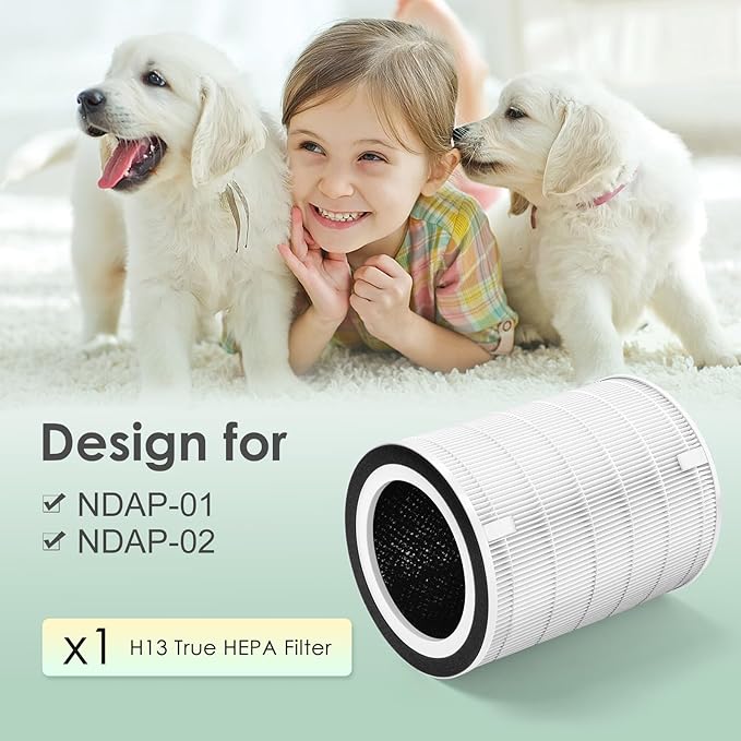 NDAP-01 Replacement Filter Compatible with Hestom NDAP-01 NDAP-02 Air Purifier, Compared to Part # VK-6052H, 3-Stage H13 True HEPA Filter with Carbon, 1-Pack