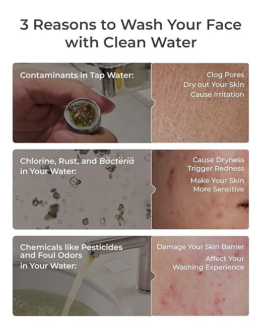 Waterdrop BFU3 Bathroom Sink Filter for Skincare, No Drilling Required, Time Reminder, Reduces Chlorine & Scale in Water, Reduces Skin Redness and Irritation, for Cold Water Supply Only
