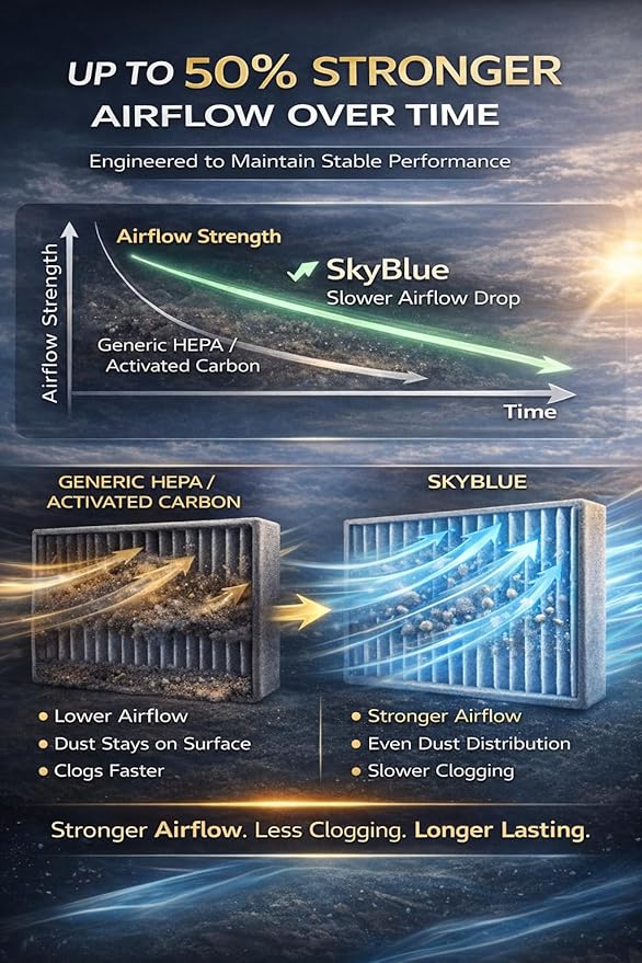 CF10728 Cabin Air Filter for Smooth Airflow & H11-Grade Filtration, Fit for Hyundai Elantra 2007-2016, for Elantra Coupe/GT 2013 2014-2017, for Accent 2008-2011 - Skyblue Composite Media