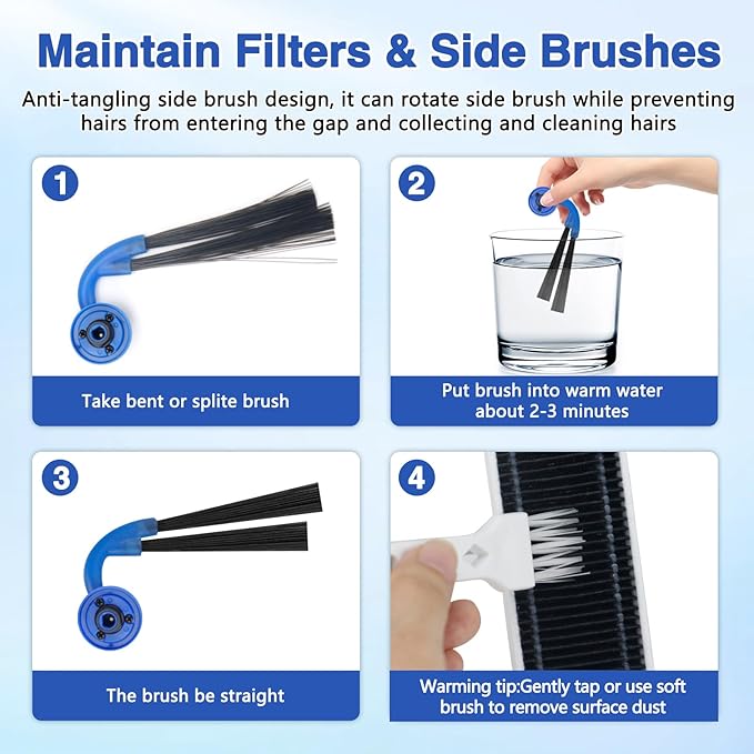 15 Pack Accessories KIt for Ecovacs Deebot X11 OmniCyclone/ X11 Pro/ X11 Pro Omni/ X11 Vacuum Cleaner, Replacement Parts 1 Main Brush 2 Mop Roller 6 Side Brush 4 Filter 2 Install Tools