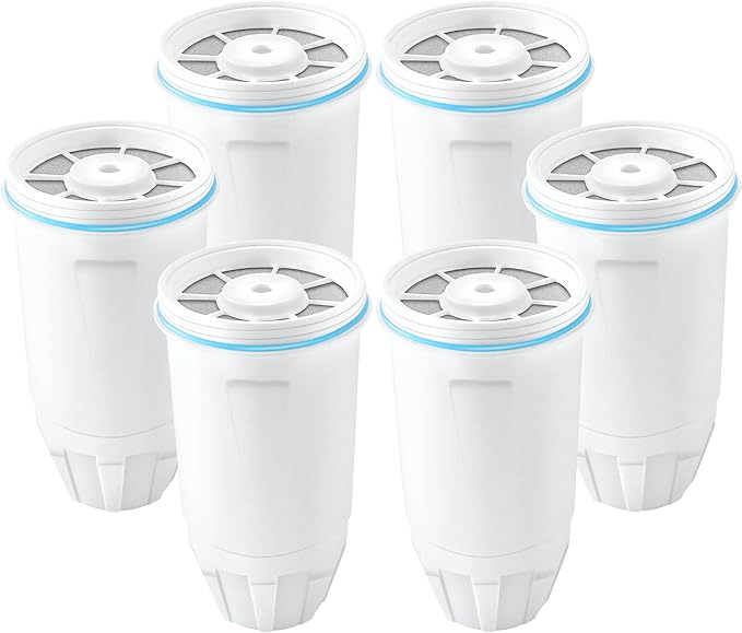 Water Filters Replacement for Z-ero Water Pitchers and Dispenser, 0 TDS Premium Filtration, Reduce Lead/Chromium/PFOA/PFOS - Improve Tap Water Taste (Pack of 6 by TOMOON)