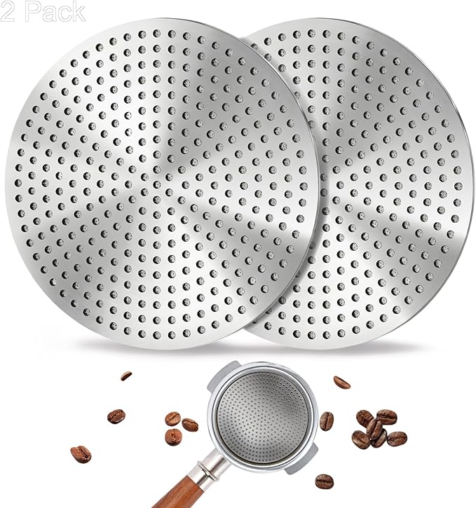53.3mm Espresso Puck Screen 2 Pack - 3rd Gen Dual-Layer Lower Shower Screen, Reusable Metal Coffee Filter for Breville 54mm Portafilter Basket, 316 Stainless Steel Barista Tool