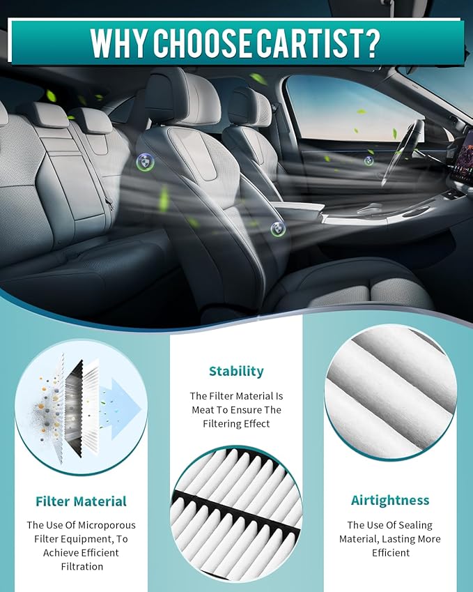 Cartist 28113L1000 Replacement Engine Air Filter Compatible with Hyundai Tucson/Kia Carnival/Santa Cruz 2022-2023 2024, Santa Fe/Sonata/Kia K5 2021-2023 2024 Automotive Air Filters (2 Pack)