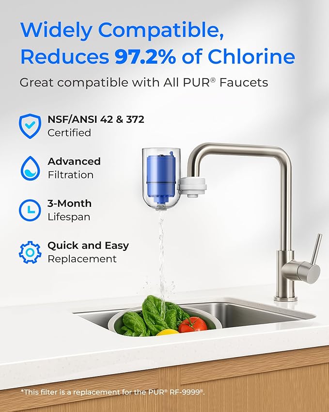 Waterdrop Filter Replacement for All PUR, PURPlus Faucet Filtration Systems, Pur RF-9999 Faucet Water Filter, NSF Certified, 1 Pack, Model No.: WD-C08A