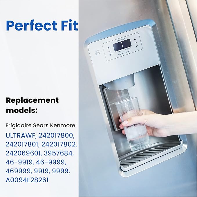 HP005 Replacement for Frigidaire ULTRAWF, Pure Source Ultra, Kenmore 9999, 469999, 46-9999, A0094E28261 Water and Ice, Height 11 inches, 3 Count