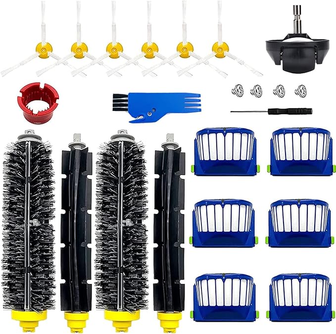 Replacement Parts for iRobot Roomba 600 Series 675 692 694 690 680 660 651 650 614 610 500 Series 595 585 564 552 Vacuum Robotic,8 Side Brush, 2 Main Roller Brush, 6 Filter, 1 Caster Wheel
