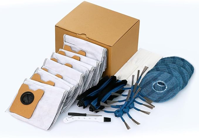 26 PCS Accessories Kit for Eufy C20 Omni Robot Vacuum Cleaner, Replacement Parts Include 2 Roller Brush 6 Mop Pads 6 Dust Bags 6 Side Brushes 4 Filters, X10 Pro Omni Semi-Annual Replacement Kits