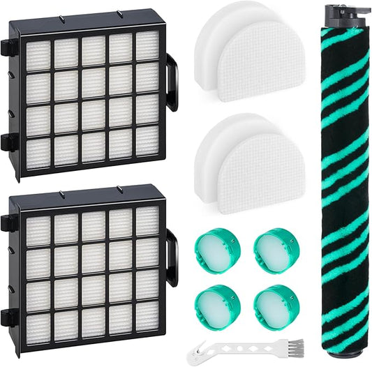 Leemone AZ4002 Replacement Accessories for Shark AZ4000 AZ4000C AZ4002 AZ4002W POWERDETECT Upright Vacuum Cleaner, 1 Brushroll, 2 Filters, 4 Foam & Felt Filters, 4 Odor Neutralizer Cartridges, 12 Pack