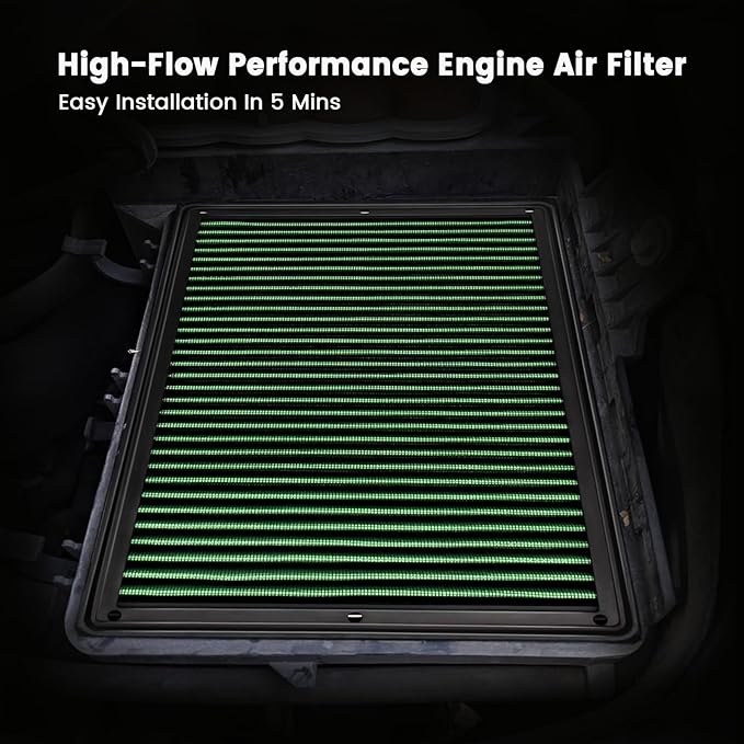 High Performance Engine Air Filter Washable & Reusable Increase Power Compatible with 2002-2025 Dodge/Ram 1500 Engine Air Filter (2002-2025 RAM Truck)