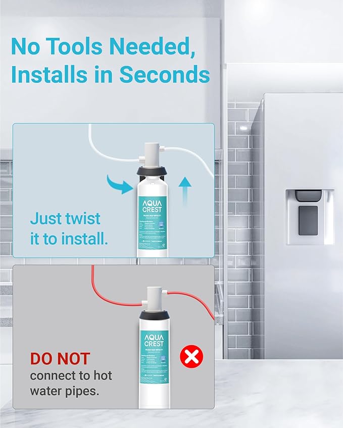 AQUACREST F-1000, 4204490 Water Filter, Replacement for InSinkErator® F-1000, F-2000, F-3000, Sub-Zero 4204490, 4290510, WCF110-L and AquaPure AP Easy C-Complete, Subzero Water Filter, NSF/ANSI 42