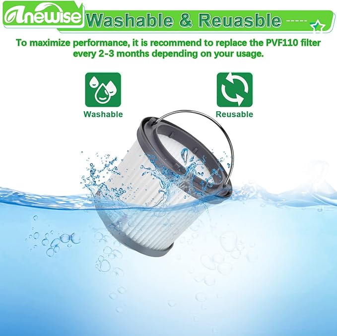 PVF110 Filter Replacement for Black and Decker Pivot Vac PHV1810 BDH2000PL PHV1210 PHV1410 BDH2020FLFH BDH1620FLFH Handheld Vacuum, Part # PVF110, 4 Pack PVF110 HEPA Filter