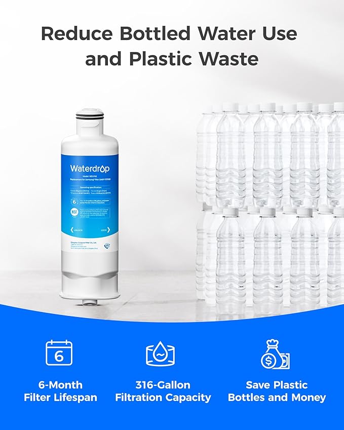 Waterdrop DA97-17376B Replacement for Samsung® HAF-QIN/EXP, DA97-08006C, RF28R7201SR, RF28R7351SG, WD-F45, Refrigerator Water Filter, 2 Filters