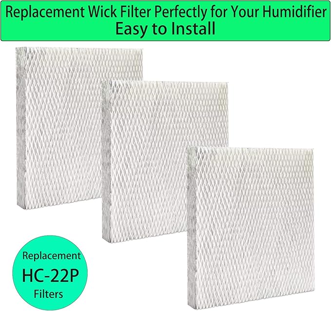 3 Pcs HC22P Replacement Wick Filters for Honeywell Home HE100 HE150 HE220 HE225 HE240 Whole House Humidifiers Pad, Also for Aprilaire 110 220 500 550