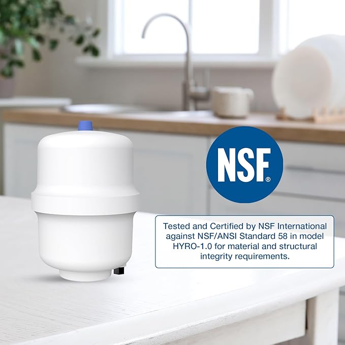 SimPure Small Water Pressure Tank for Tankless Reverse Osmosis System, RO Water Storage Tank with Fittings for Refrigerator, Ice Maker, Suitable for 1/4" and 3/8" Water Pipes