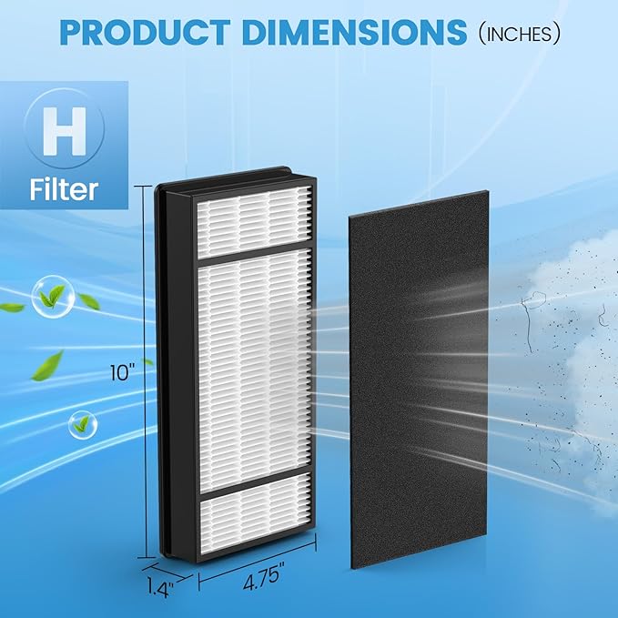 2 HEPA + 4 Carbon Filter, Compatible with Honeywell H Filter, HEPA Replacement Filters H Compatible with Honeywell HRF-H1 HRF-H2 Fits Model HPA050, HPA150, HPA060, HPA160, HHT055, HHT155 Series